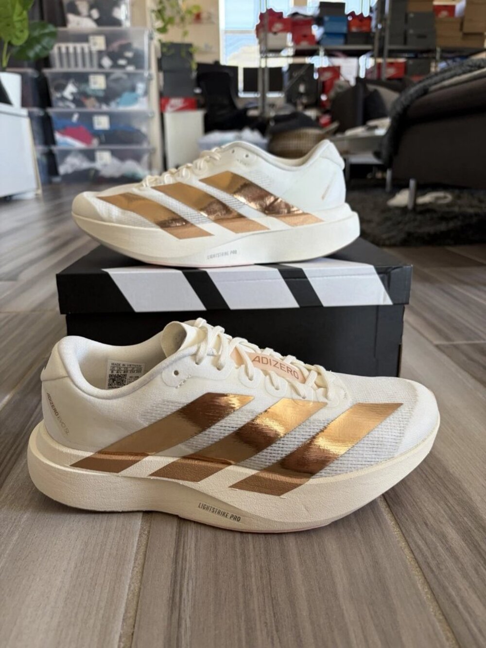Women's adidas Adizero EVO SL Running Shoes - Beige Gold KK1950
